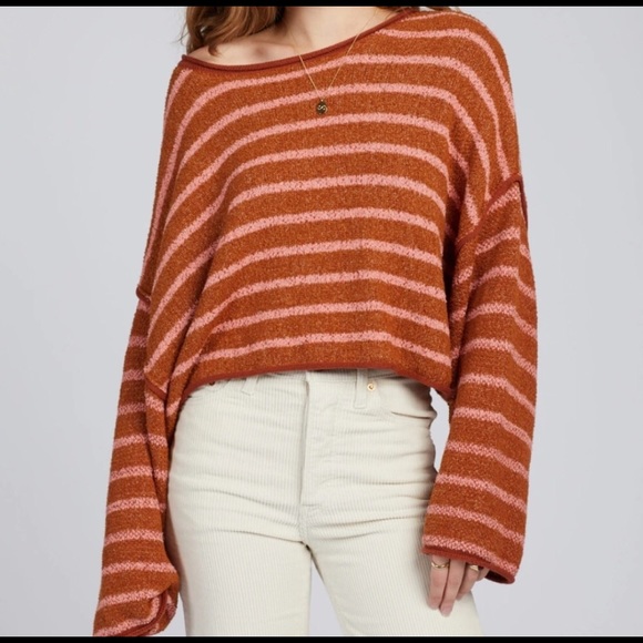 Free People Bardot Striped Chunky Sweater - Picture 3 of 13